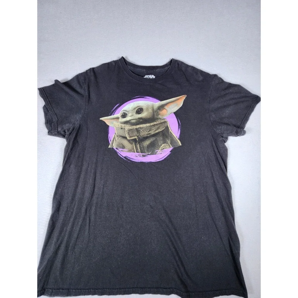 Star Wars The Mandalorian YODA Graphic T-Shirt Black L, Short Sleeve